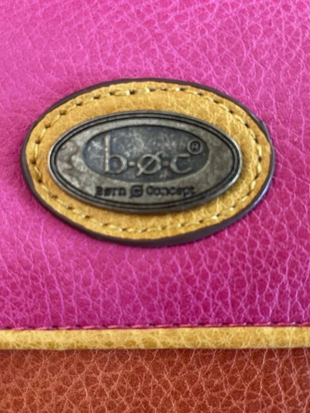 b.o.c. Orange, Pink & Yellow Leather Shoulder Bag